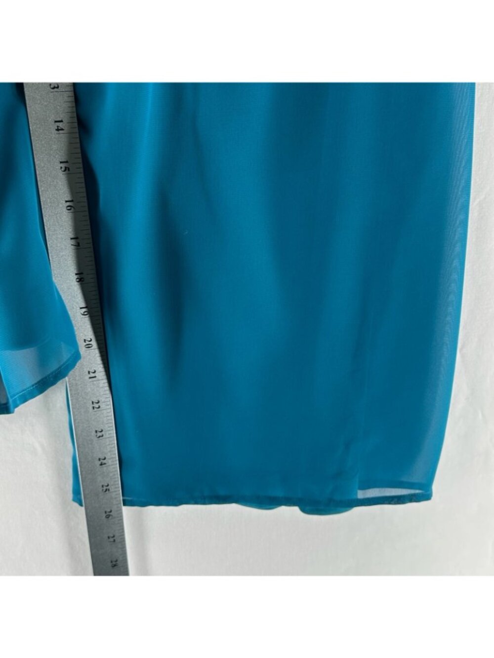 American Glamour Badgley Mischka Chiffon Wide Leg Pants S Lined Drawstring Teal - Picture 11 of 16
